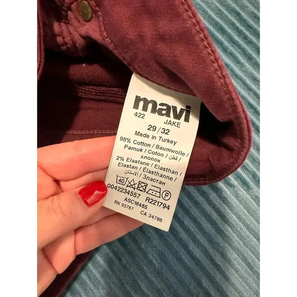 Mavi Jeans Men’s Burgundy Slim Fit Jeans Size 29/32 - Picture 5 of 7